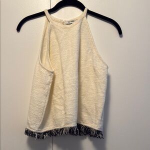 Zara Cream Textured Sleeveless Top